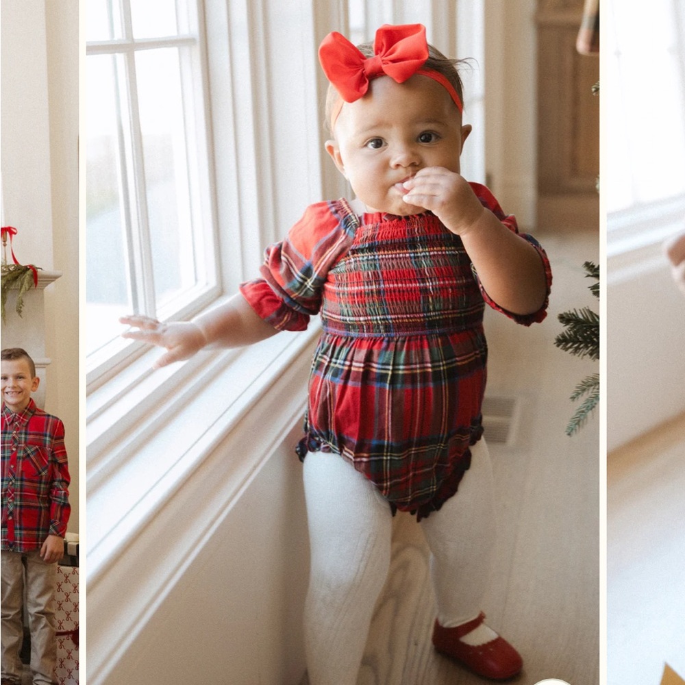 Ivy City Co Madeline Romper in Holiday Plaid 9-12 month